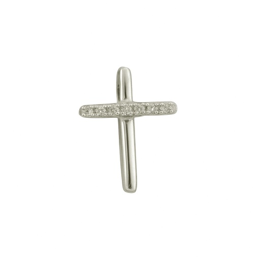 [B4147/0.022] CRUZ ORO BLANCO 10x13MM 7 BRILLANTES 0.022 CT TW H-SI