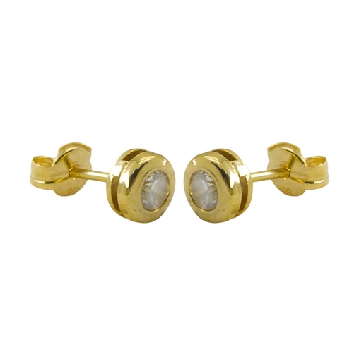 [1673] 3MM CZ CHATON STUD EARRINGS