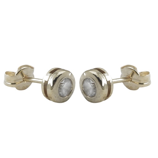 [1672/5B] 5MM CZ WHITE GOLD CHATON STUD EARRINGS.