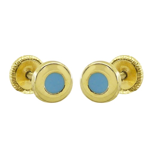 [5577T] 5MM BLUE ENAMEL ROUND STUD EARRINGS.SCREW BACK.