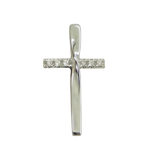 [B4148/0.018] CRUZ ORO BLANCO 14x13MM 6BRILLANTES 0.018 CT TW H-SI