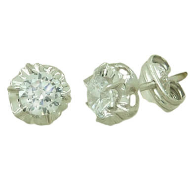 [1047B] PENDIENTES SOLISTA PEQUEÑA.6MM.PRESION.ORO BLANCO.