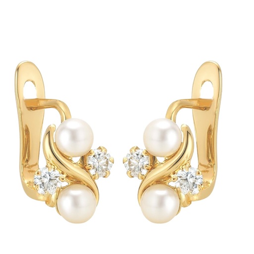 [7520/P] FRESHWATER PEARL AND CZ EARRINGS
