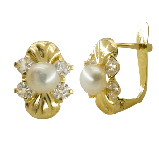 [7027/P] FRESHWATER PEARL AND CZ EARRINGS