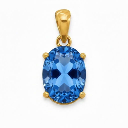 [5046/CA] COLGANTE CIRCONITA OVAL 10x8MM COLOR AGUAMARINA.