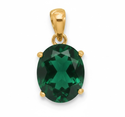 [5046/CE] COLGANTE CUARZO OVAL 10x8MM COLOR ESMERALDA