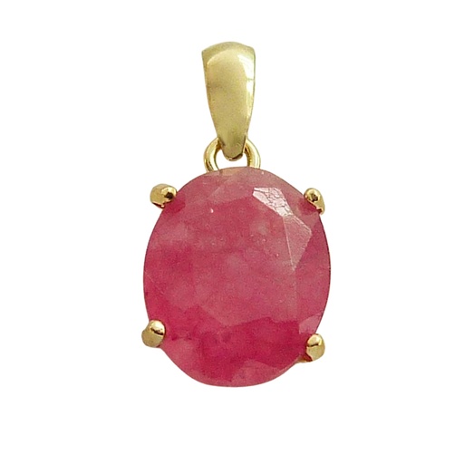 [5046/CR] COLGANTE CUARZO OVAL 10x8MM COLOR RUBI.