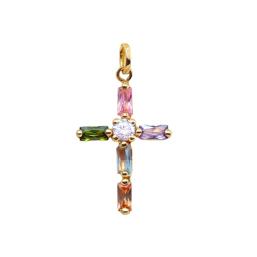 [5439] 20MM COLOR CZ CROSS PENDANT.