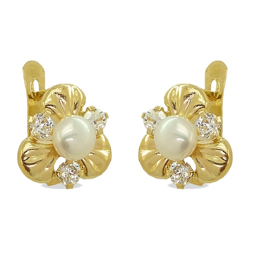 [6940/P] FRESHWATER PEARL AND CZ EARRINGS
