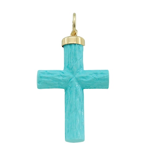 [6347T] CRUZ COLOR TURQUESA 22x14MM