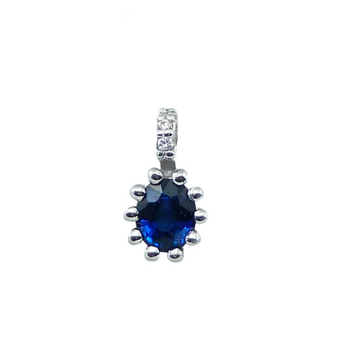 [B4156/CZ] COLGANTE ZAFIRO OVAL 5x4MM 3 BRILLANTES 1MM H-SI 0.015 CT