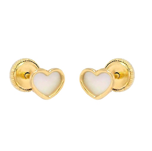[4255] 5MM MOTHER OF PEARL HEART STUD EARRINGS.SCREW BACK.