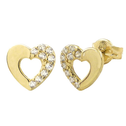 [5545] 8MM HEART STUD EARRINGS WITH CZ.