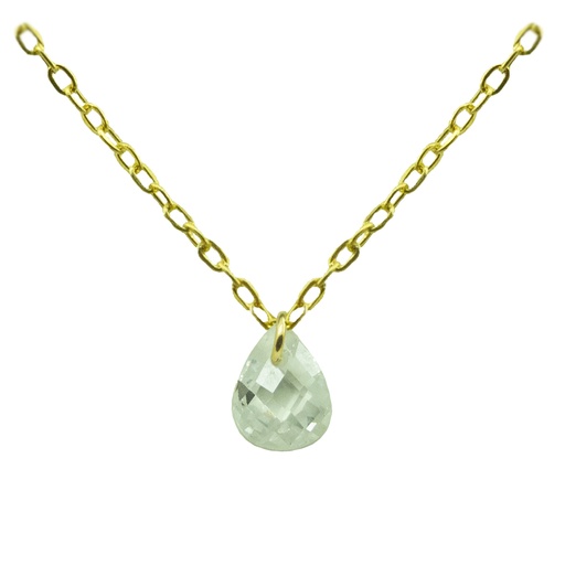 [4925CZ] 7x5MM PEAR CZ CHARM NECKLACE.45CM CHAIN.