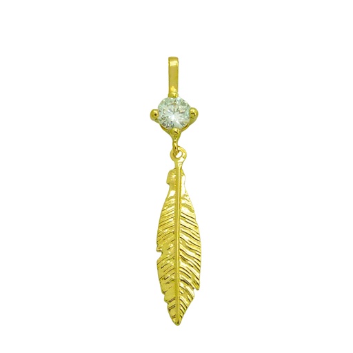 [5084/CZ] 21MM FEATHER PENDANT WITH CZ.