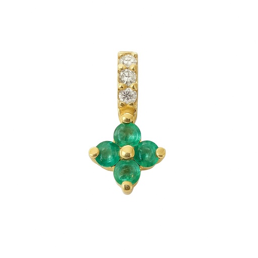 [B4166/CE] COLGANTE CUAJO NANO ESMERALDAS 1.5MM Y BRILLANTES 1MM H-SI 0.02 CT