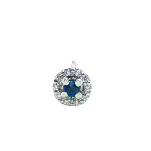 [B4157/CZ] 2.5MM SAPPHIRE AND DIAMONDS PENDANT.H-SI 0.07 CT TW
