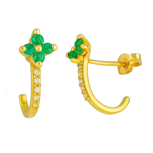 [B4166E] 1.5MM EMERALD AND 1MM DIAMOND EARRINGS