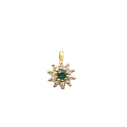 [B4165/CE] COLGANTE NANO ESMERALDA 2MM 10 BRILLANTES 1MM H-SI 0.06CT TW.