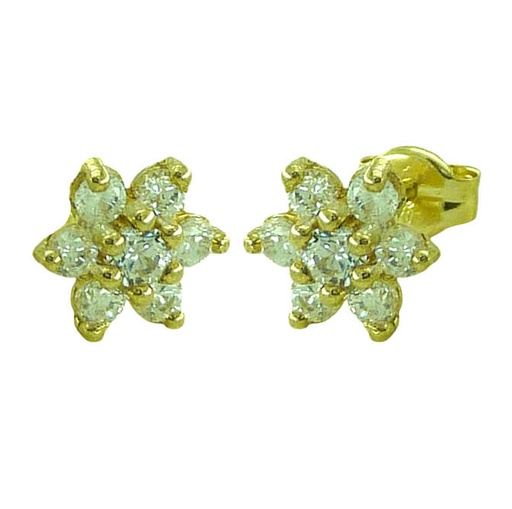 [5615] 8'5MM FLOWER STUD EARRINGS WITH CZ.