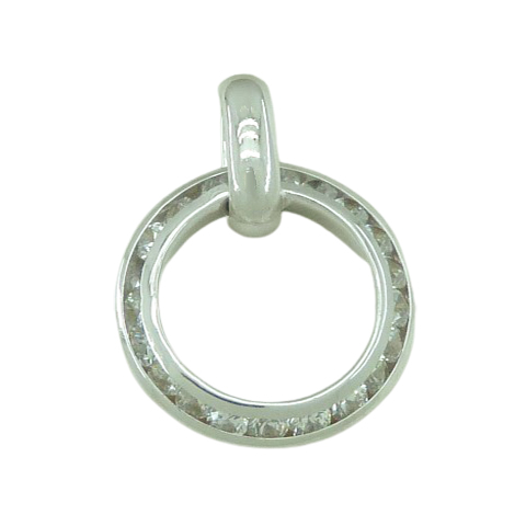 [4172B] 12MM WHITE GOLD ROUND PENDANT WITH CZ.