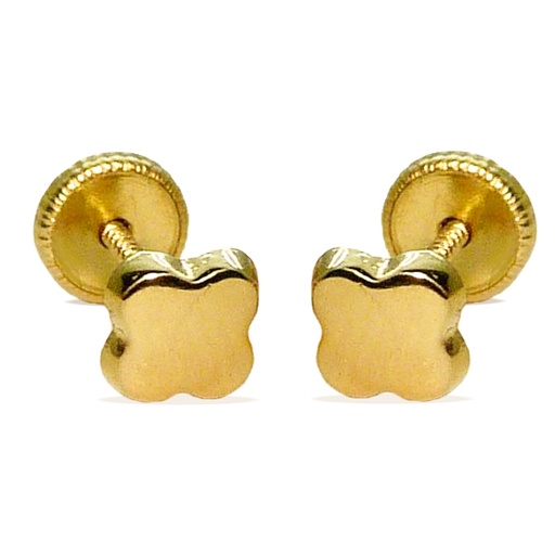 [1936] 5MM QUATREFOIL STUD EARRINGS.SCREW BACK.
