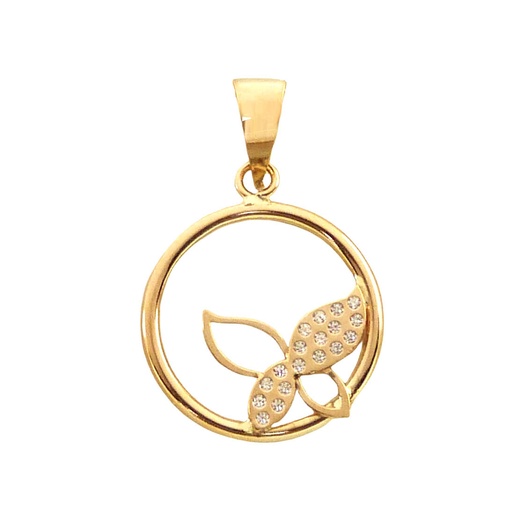 [5602] 13MM ROUND PENDANT WITH FLOWER.