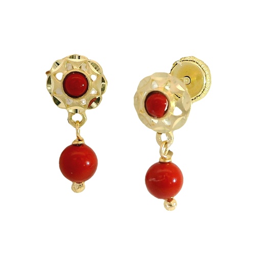 [9680/1C] CORAL REEF COLOR BALLS  OPENWORK EARRINGS