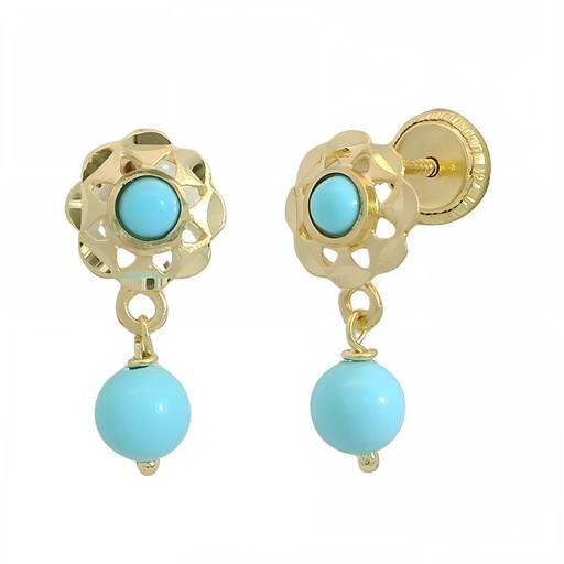 [9680/1T] 15MM TURQUOISE COLOR BALL SCREW BACK EARRINGS