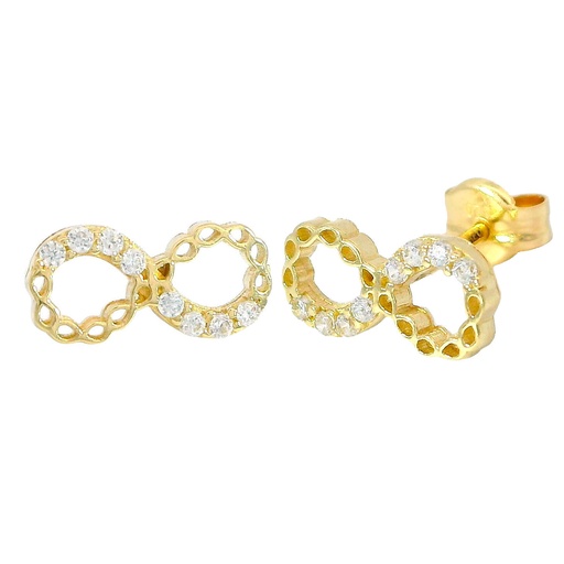 [5876] INFINITY SYMBOL EARRINGS WITH CZ.10x4.5MM.