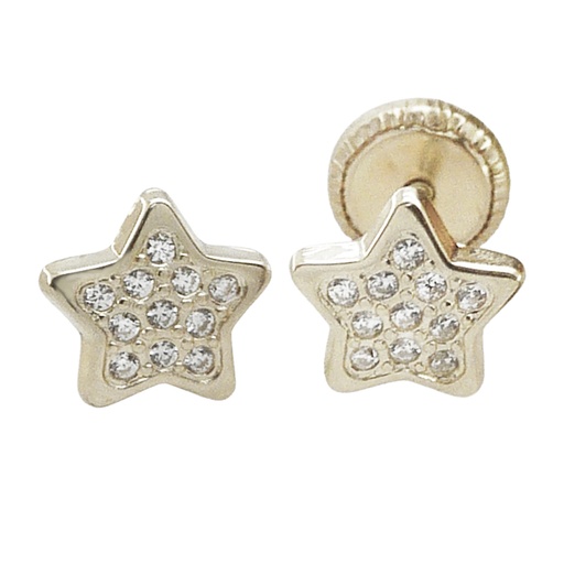 [4249B] PEND.ESTRELLA PIEDRAS 6MM TORNILLO.ORO BLANCO 
