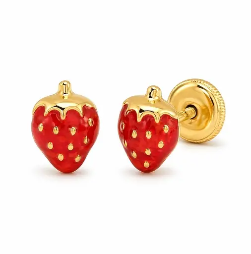 [9767] 7MM ENAMEL STRAWBERRY KID EARRINGS