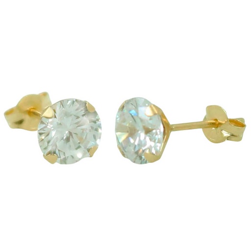 [6806] 6MM CZ STUD EARRINGS.PUSH BACK.