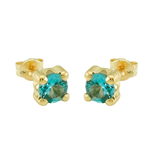 [3074A] 4MM AQUAMARINE COLOR CZ STUD EARRINGS.
