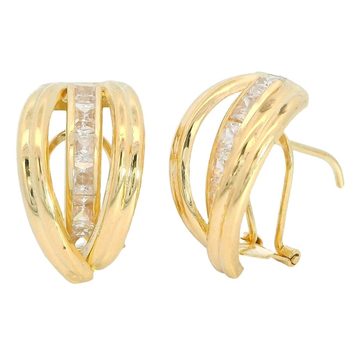 [5884] OMEGA BACK EARRINGS WITH CZ.