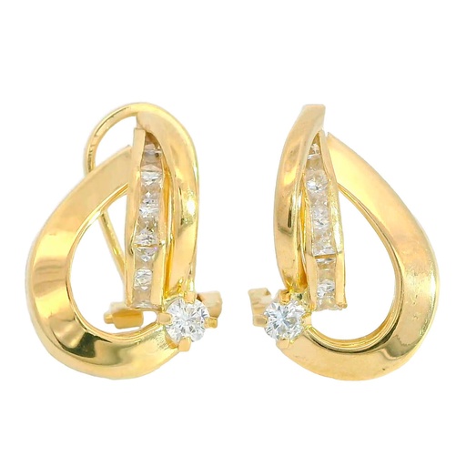 [2907] 14x10MM OMEGA BACK EARRINGS WITH CARRE CZ.