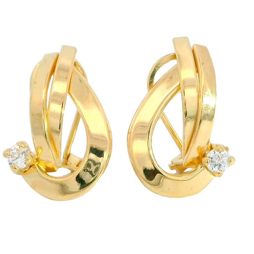 [2908] 16x11MM OMEGA BACK EARRINGS WITH CZ.