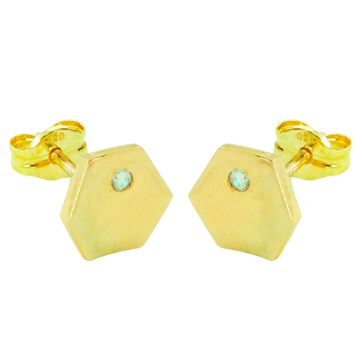 [4475] PENDIENTES HEXAGONO CONCAVO CON CIRCONITA.8MM.