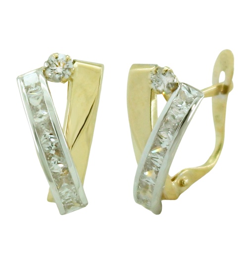 [5851] TWO ONE LEVERBACK EARRINGS WITH CZ.