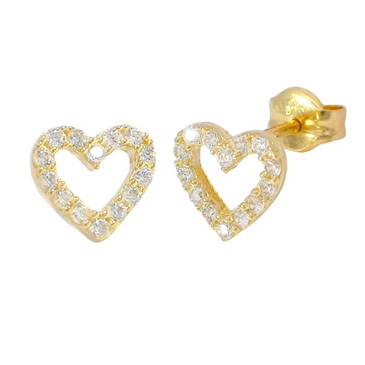 [5877] 6.5MM HEART STUD EARRINGS .BUTTERFLY CLASP