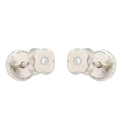 [2519B] PENDIENTES CUATREBOL ORO BLANCO 4MM.BRILLANTES DE 1,10MM.