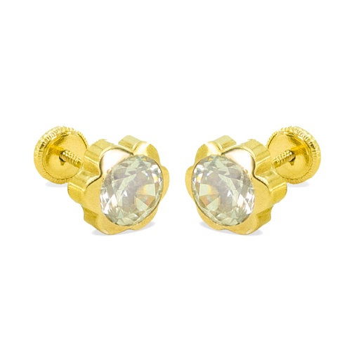 [6178] 5MM CZ FLOWER EARRINGS.SCREW BACK.