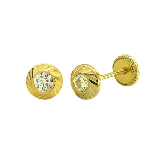 [9844] 5MM ROUND EARRINGS WITH 3MM CZ.SCREW BACK.