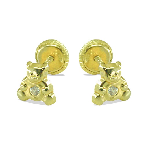 [9762] 6MM TEDDY BEAR EARRINGS.SCREW BACK.