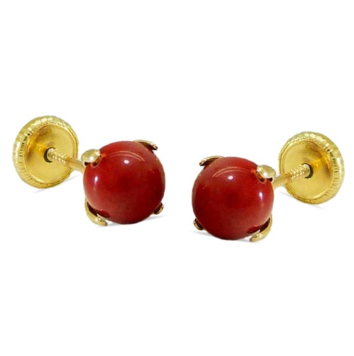 [7861C] 5MM CORAL COLOR EARRINGS.SCREW BACK.