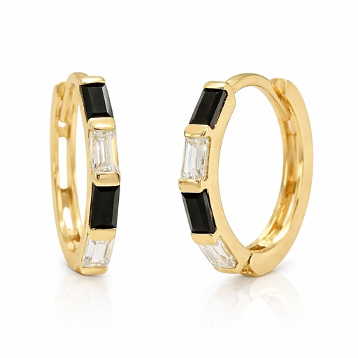 [5779] PENDIENTES CIRCONITAS BAGUETTES BLANCAS Y NEGRAS.12x1'5MM.