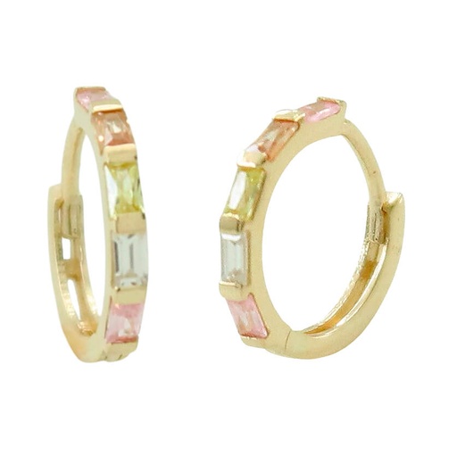 [5778] PENDIENTES CIRCONITAS BAGUETTE COLORES.12x1'5MM.