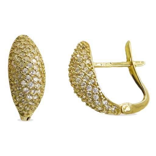 [4779] CURVED LEVERBACK EARRINGS WITH CZ.