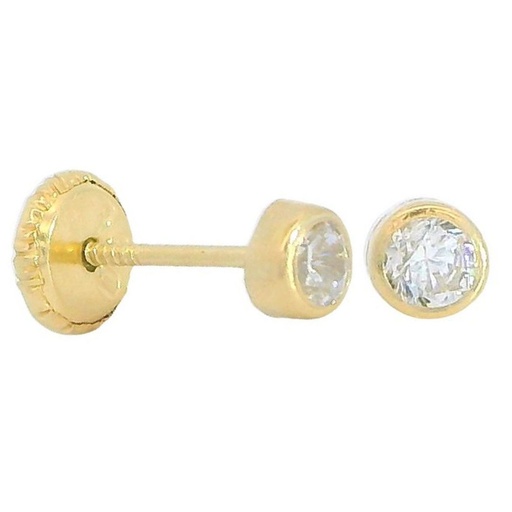 [6187] 6MM ROUND CZ EARRINGS.SCREWBACK.