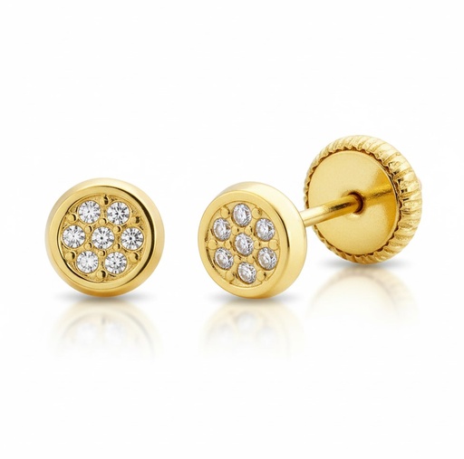 [5462] 4 MM ROUND EARRINGS WITH CZ'S.SCREW BACK.
